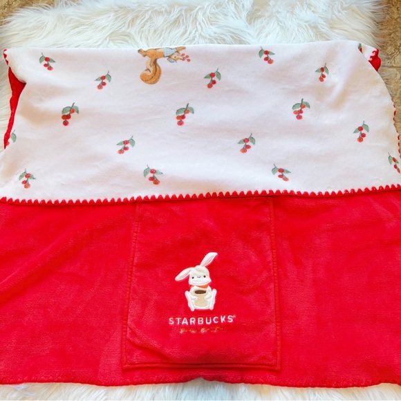 Starbucks Korea 2020 Limited Autumn Coffee Rabbit Cherry Blanket - Picture 1 of 9